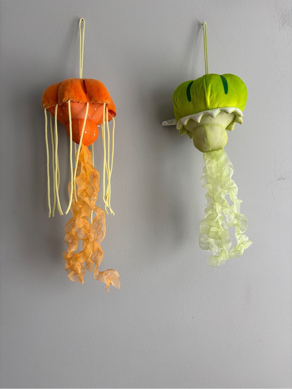 Plush Jellyfish Wall Hanging - Orange and Lime